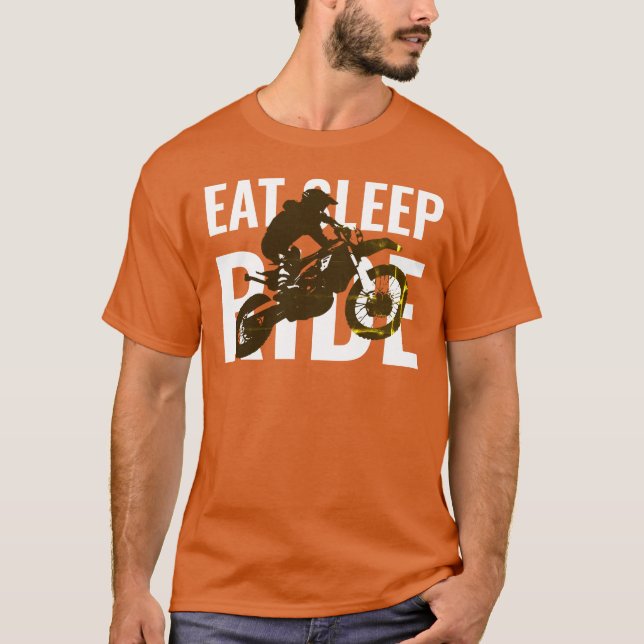 Camiseta Eee Sleep Ride Motocross Motorcycle Sport Pop Art (Anverso)