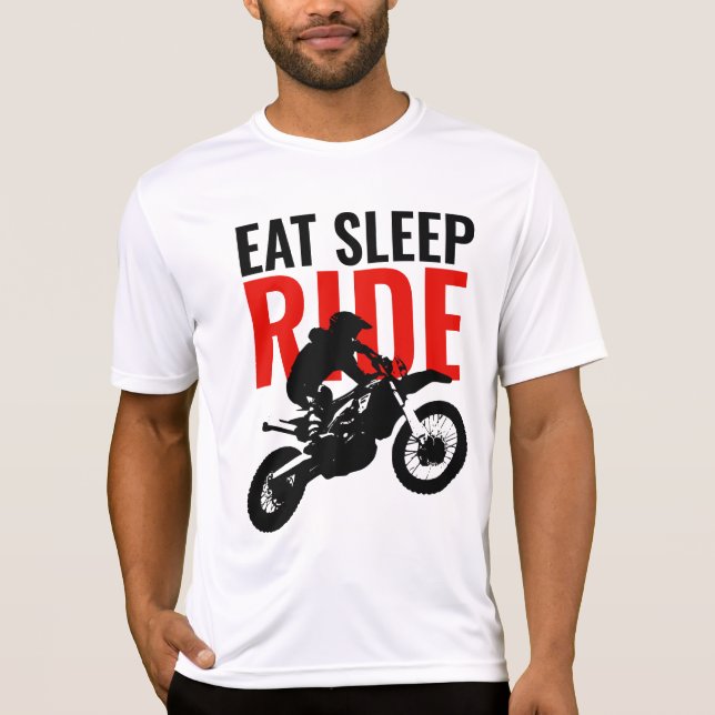 Camiseta Eee Sleep Ride Motocross Motorcycle Sport Pop Art (Anverso)