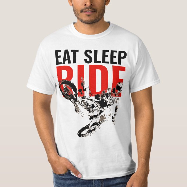 Camiseta Eee Sleep Ride Motocross Motorcycle Sport Pop Art (Anverso)