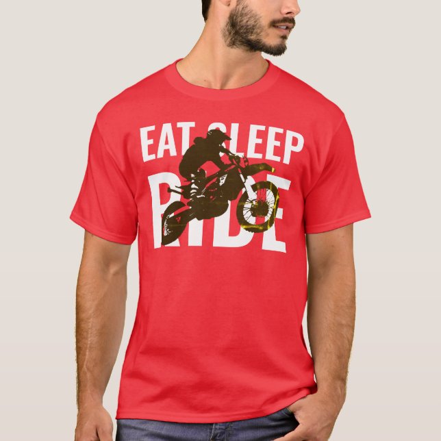 Camiseta Eee Sleep Ride Motocross Motorcycle Sport Pop Art (Anverso)