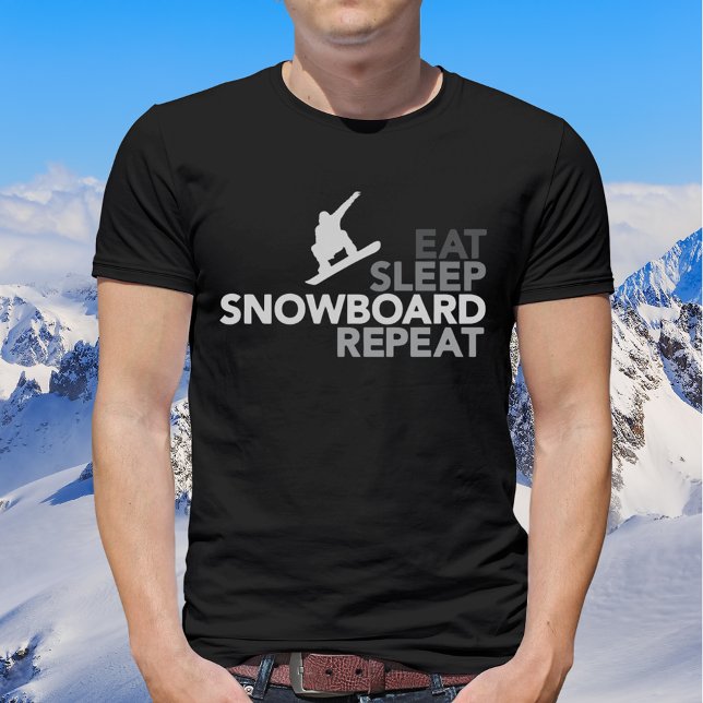 Camiseta Eee Sleep Snowboard Guay Typografía gris de moda (Subido por el creador)