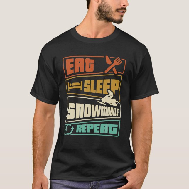Camiseta Eee Sleep Snowmobile Repetir Snowmobil Snowmobil (Anverso)