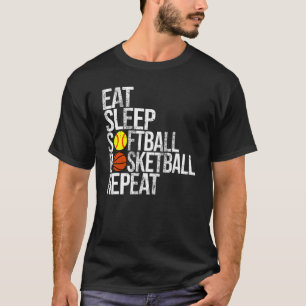 Camiseta Eee Sleep Sofball Basketball Repeat Ball Game Da