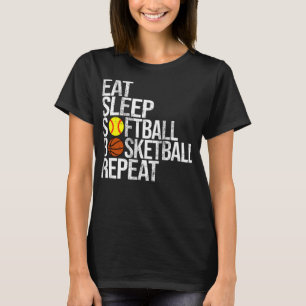 Camiseta Eee Sleep Softball Basketball Repetir bola diverti