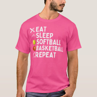 Camiseta Eee Sleep Softball Basketball Repetir Funny Softba
