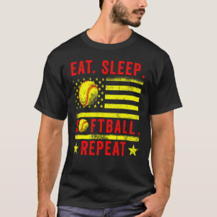 Camiseta Eee Sleep Softball Repetir Bandera Americana Softb