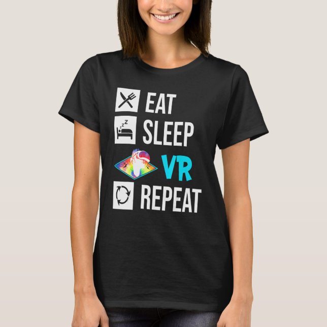 Camiseta Eee Sleep Vr Repeat Vr Virtual Reality Gaming Game (Anverso)