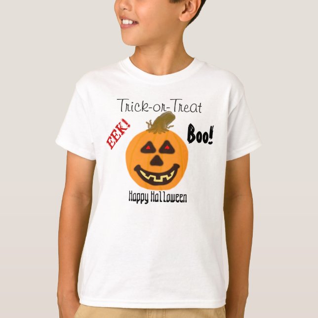 Camiseta EEK Halloween Sonriente Calabaza Trick-or-Treat Bo (Anverso)