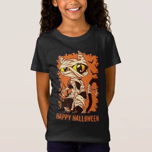 Camiseta Eerie Mummy Cat Happy Halloween (Anverso)
