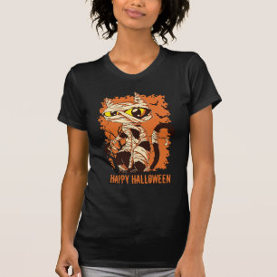 Camiseta Eerie Mummy Cat Happy Halloween