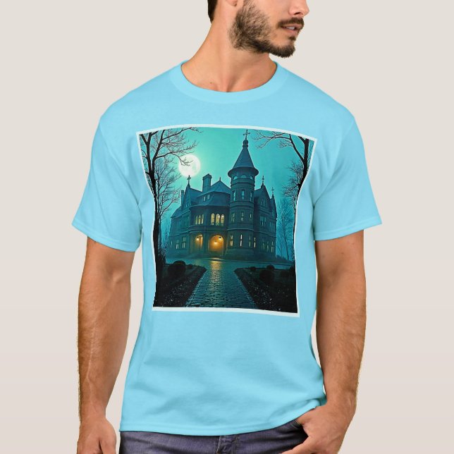 Camiseta Eerie Victorian Mansion Moonlight (Anverso)
