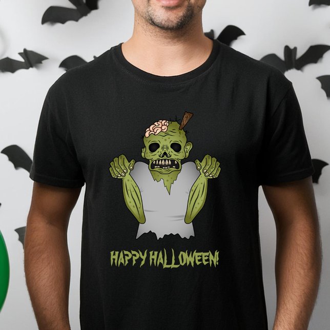 Camiseta Eerie Zombie Green Undead Halloween Ghoul (Please note: This image is a digital mockup.)