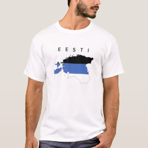 Camiseta eesti del texto del símbolo de la forma del mapa