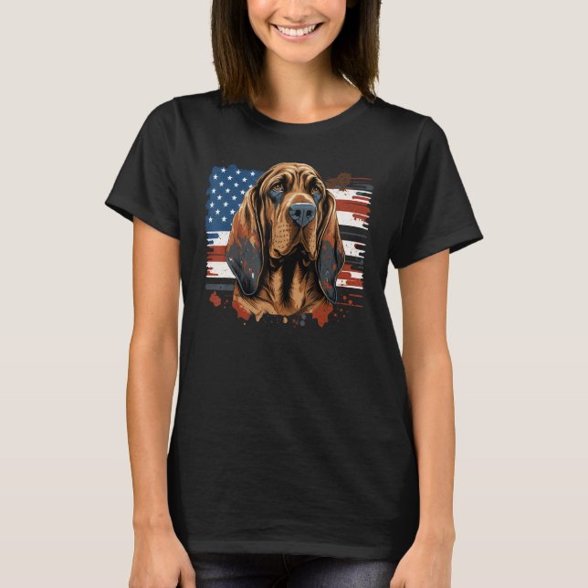 Camiseta EEUU 4 De Julio Bloodhound sobre Patriotic America (Anverso)