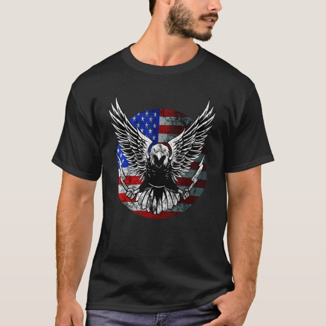 Camiseta Eeuu 4 De Julio Eagle Light Patriótica Estadounide (Anverso)