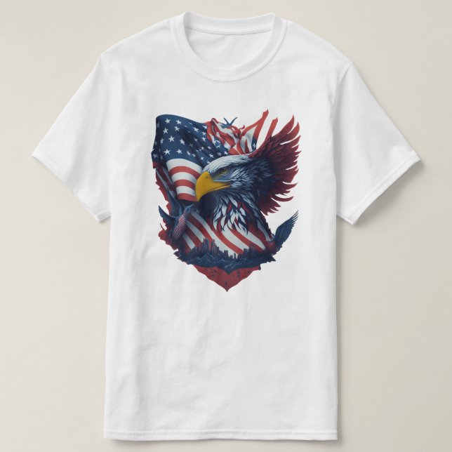 Camiseta EEUU Art Eagle Freedom Patriotismo Red White Blue (Diseño del anverso)