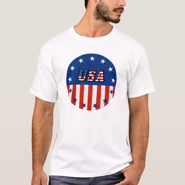 Camiseta EEUU - Bandera estadounidense y estrellas en círcu (Anverso)
