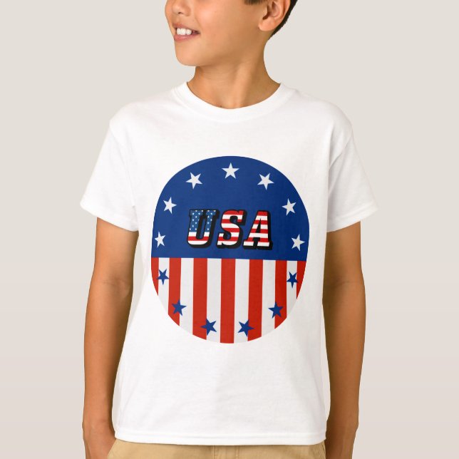 Camiseta EEUU - Bandera estadounidense y estrellas en círcu (Anverso)