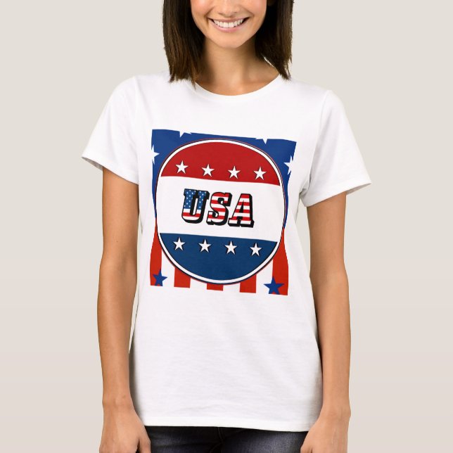 Camiseta EEUU - Bandera y estrellas estadounidenses en el c (Anverso)