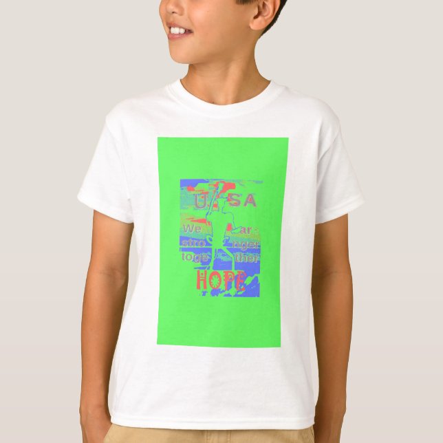 Camiseta EEUU Hope: Neon Lemon y arte Naranja (Anverso)