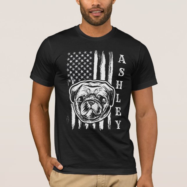 Camiseta EEUU Patriot Pug Dog Mascota de EEUU T-Shirt (Anverso)