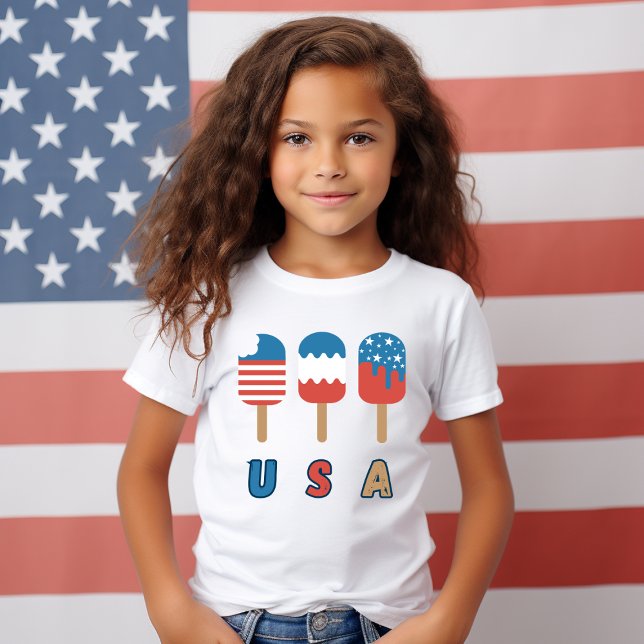 Camiseta EEUU Patriota 4 de Julio de Popsicles del Día de l (USA July 4th Independence day popsicle Tshirt)