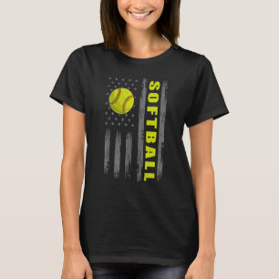 Camiseta Eeuu Patriotic Sofball Para Mujeres Bandera Estado