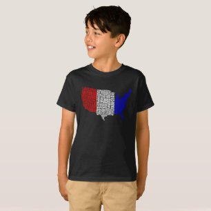 Camiseta EEUU tipográfico en rojo, blanco y azul