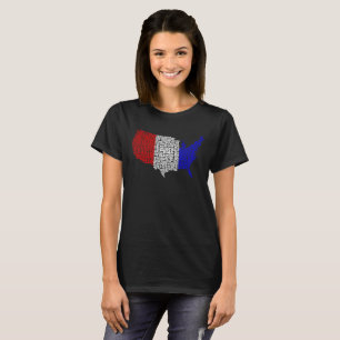 Camiseta EEUU tipográfico en rojo, blanco y azul