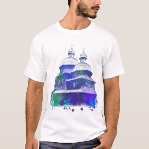 Camiseta Efecto acuarela de la iglesia ucraniana