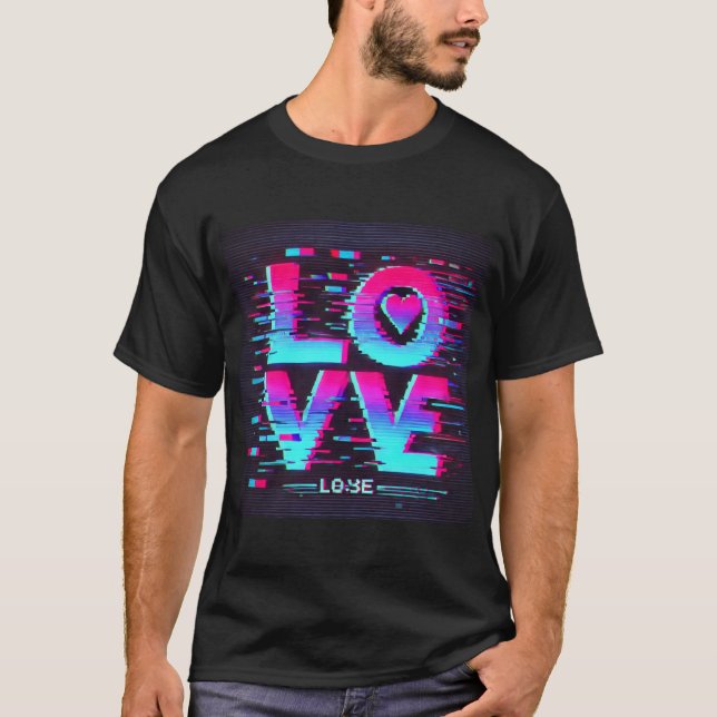 Camiseta Efecto de amor digital Glitch (Anverso)