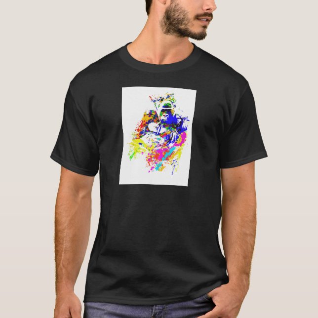 Camiseta Efecto de la pintura de la salpicadura del gorila (Anverso)