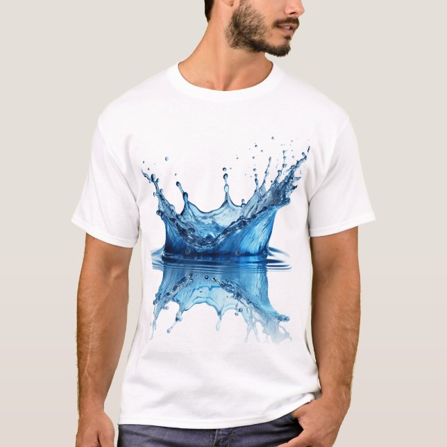 Camiseta Efecto de Salpicadura de Agua Azul Puro (Anverso)
