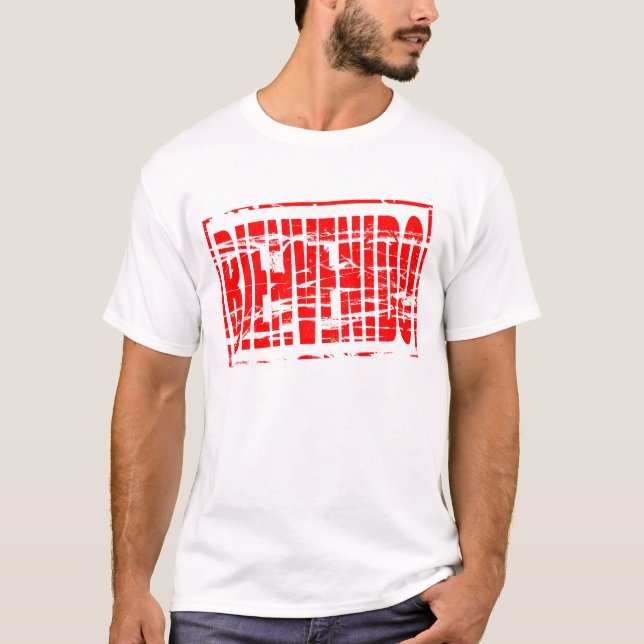 Camiseta Efecto de sello de goma rojo Bienvenido (Anverso)