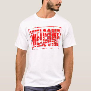 Camiseta Efecto de sello de goma rojo Bienvenido