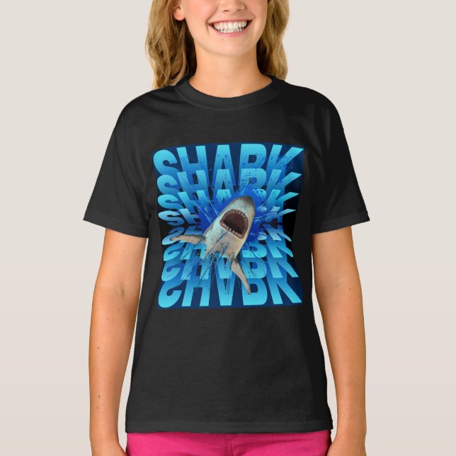 Camiseta efecto de texto de tiburón tipografía  (Anverso)