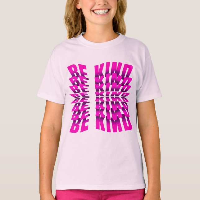 CAMISETA EFECTO DE TEXTO SE AMABLE TIPOGRAFÍA ROSA (Anverso)