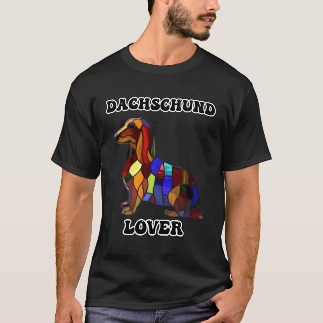Camiseta Efecto de vidrio manchado de Dachschund (Anverso)