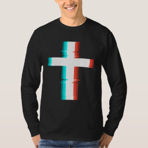 Camiseta Efecto Glitch moderno de la Cruz Cristiana de Guay