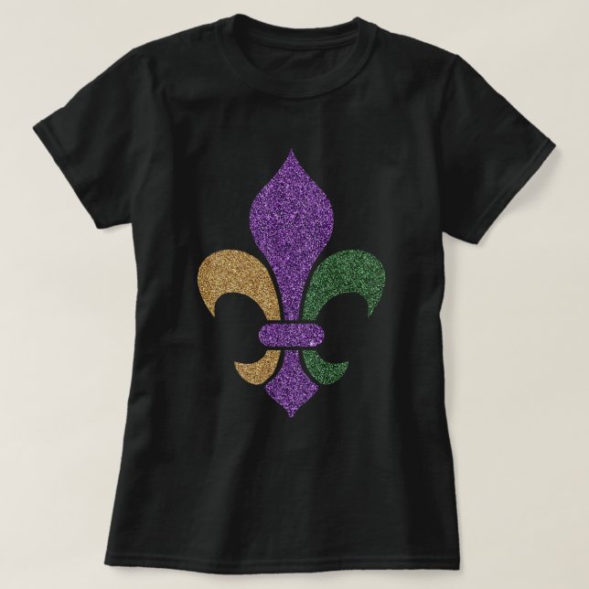 Camiseta Efecto Purpurina Fleur De Lis Mardi Gras 2018 (Diseño del anverso)