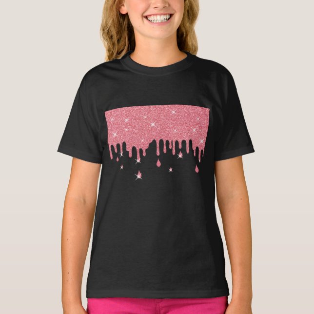 Camiseta Efecto Purpurina rosado y paracaídas (Anverso)