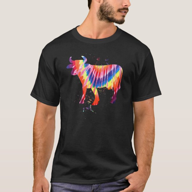 Camiseta Efecto Retro Tie Dye de Vaca Genial (Anverso)