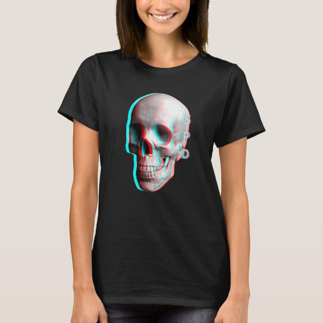 Camiseta Efecto tridimensional cráneo azul rojo (Anverso)
