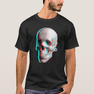 Camiseta Efecto tridimensional cráneo azul rojo