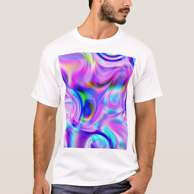 Camiseta Efectos digitales: patrón abstracto multicolor. (Anverso)