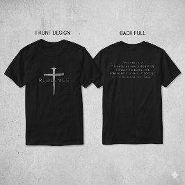 Camiseta Efesios redimidos 1:7 cita clavos cruz cristiana