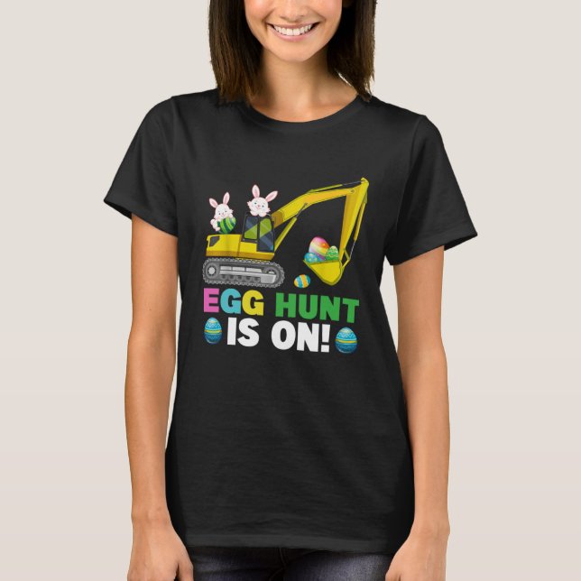 Camiseta Egg Hunt Is On Excavator Easter Bunny Eggs Boys Ki (Anverso)