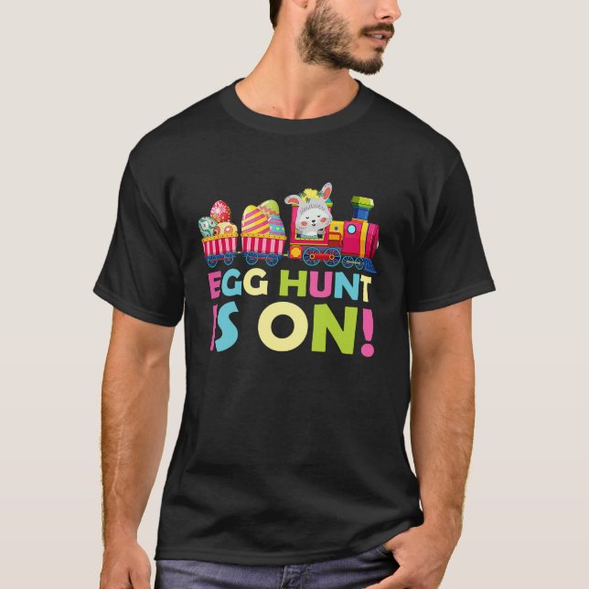 Camiseta Egg Hunt Is On Tractor Easter Bunny Eggs Boys Kids (Anverso)