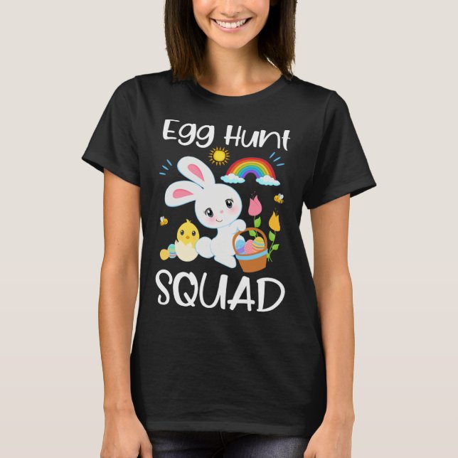 Camiseta Egg Hunt Squad Cute Quote Easter Bunny Baby Chick  (Anverso)