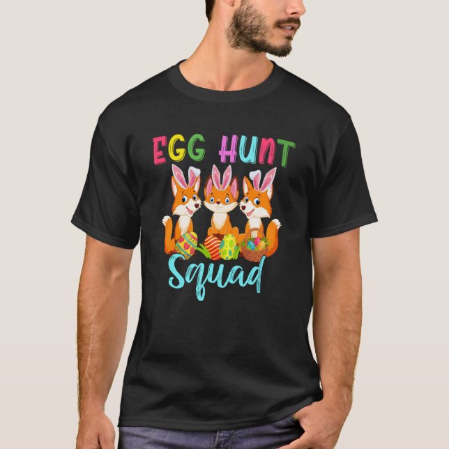 Camiseta Egg Hunt Squad Three Easter Bunny Foxes Hunting Eg (Anverso)